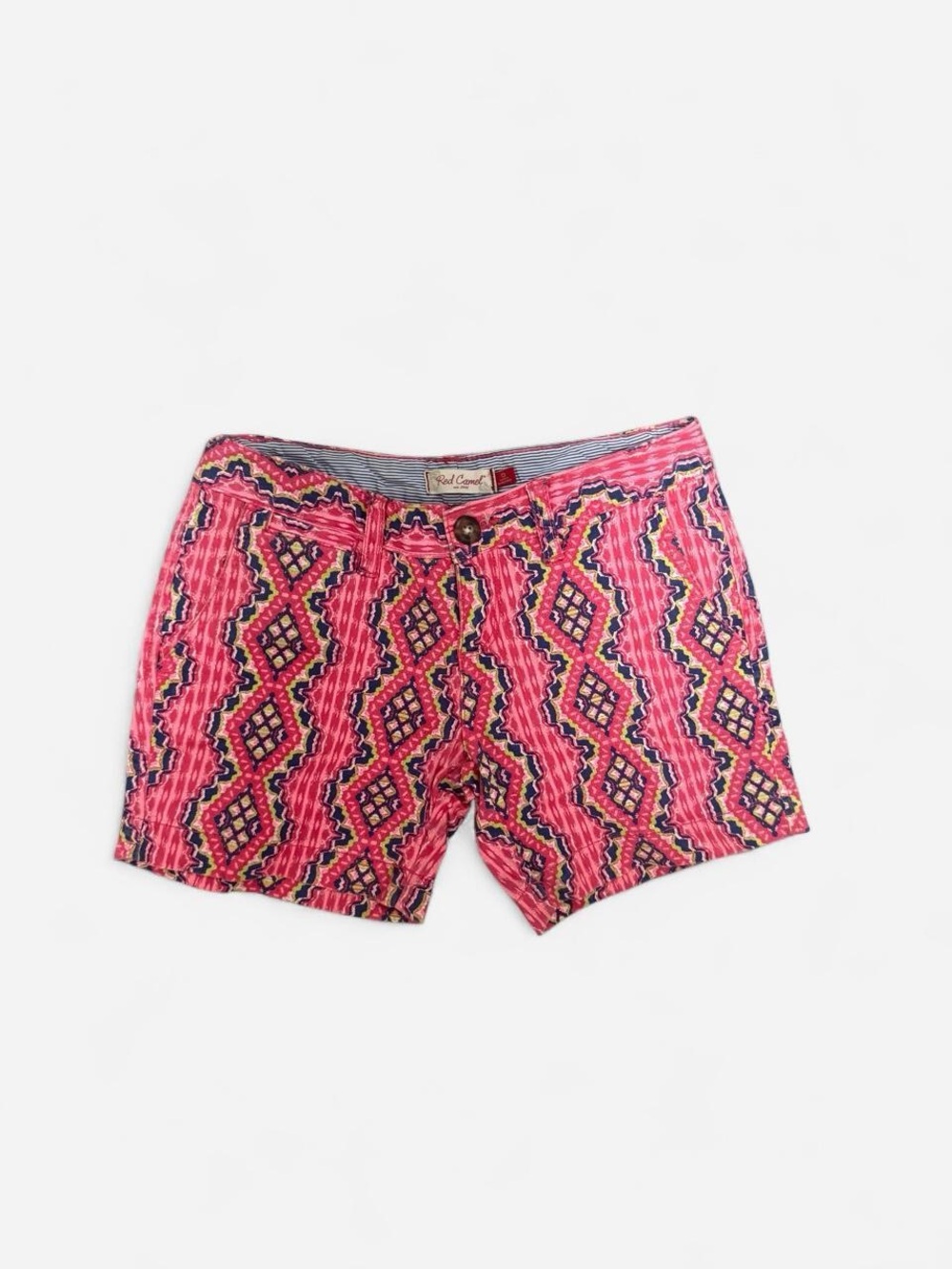 Red Camel Pink Geometric Flat Front Men's Shorts